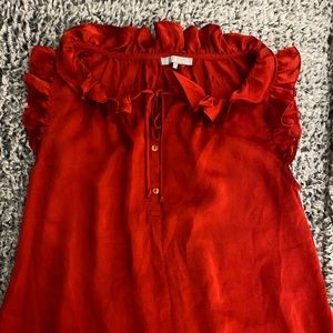 red ruffle top